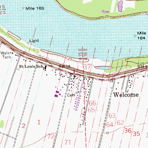 Topographic Map of Mount Calvary Church, LA