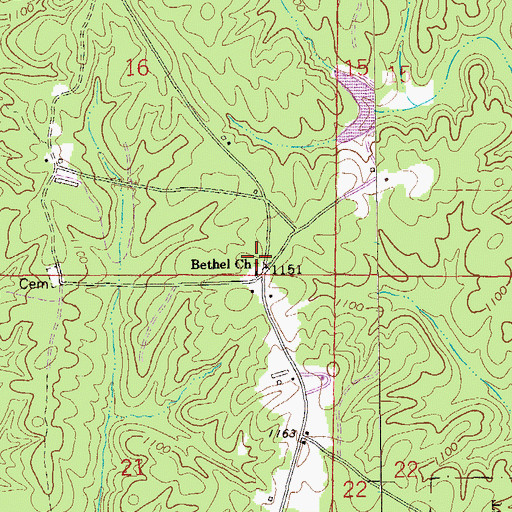 Topographic Map of Bethel School (historical), AL