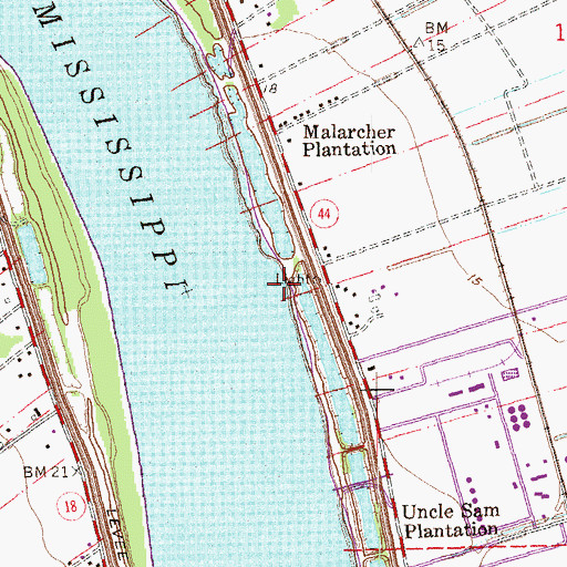 Topographic Map of Romeville Revetment, LA