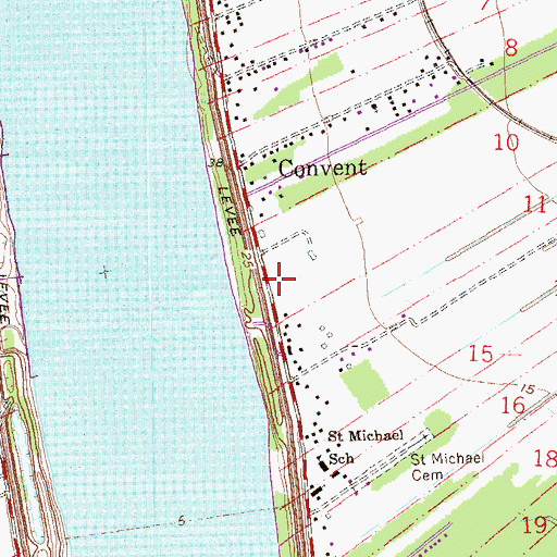 Topographic Map of Sacred Heart Convent (historical), LA