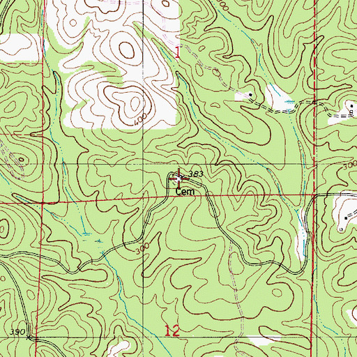 Topographic Map of Burrough Cemetery, AL