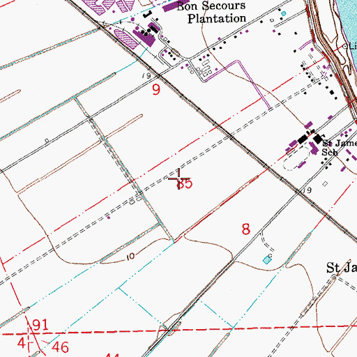 Topographic Map of Saint Emma Plantation (historical), LA