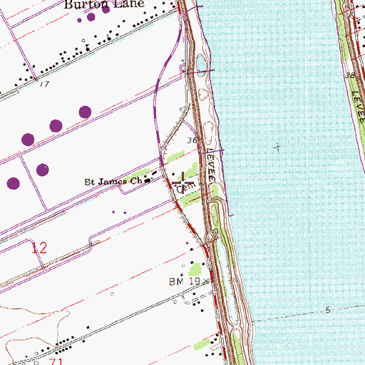Topographic Map of Saint James Cemetery, LA