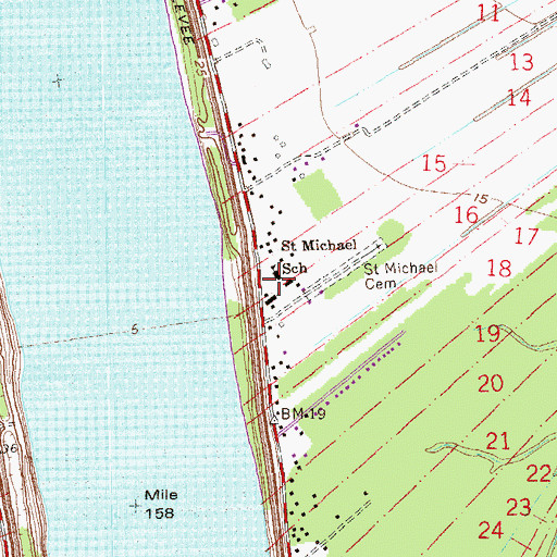 Topographic Map of Saint Michaels Church Historic District, LA