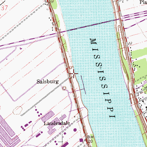 Topographic Map of Salsburg Landing, LA