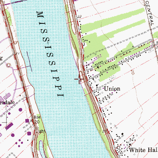 Topographic Map of Union Landing, LA