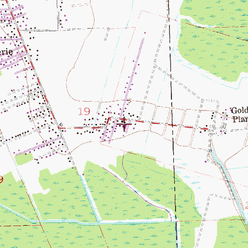 Topographic Map of Vacherie Primary School, LA