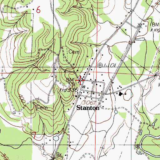 Topographic Map of Ebenezer Church, AL