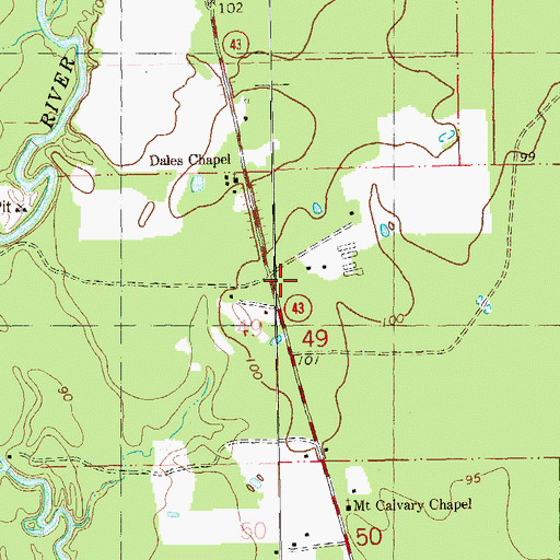 Topographic Map of Georgeville Church (historical), LA