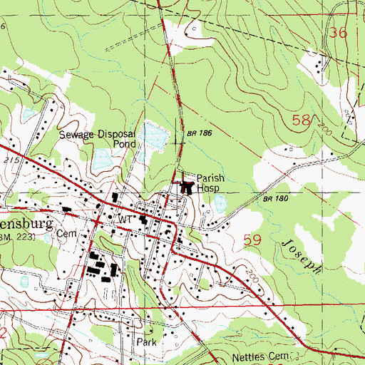 Topographic Map of Saint Helena Parish Hospital, LA