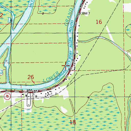 Topographic Map of Gulf Intracoastal Waterway, LA