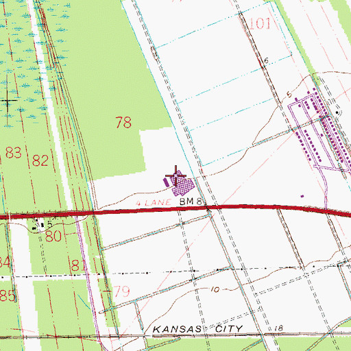 Topographic Map of East Saint John High School, LA