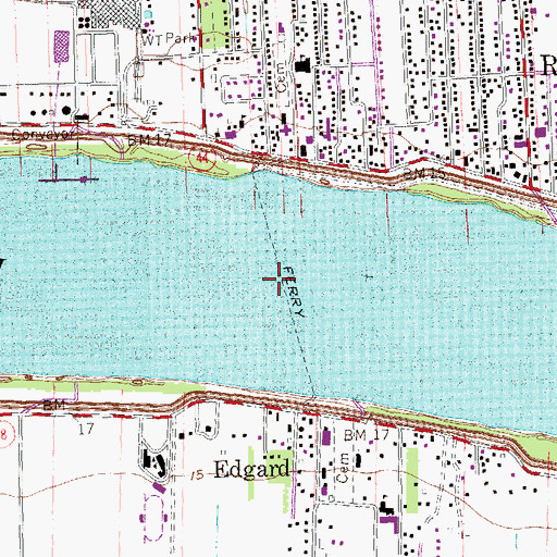 Topographic Map of Reserve-Edgard Ferry, LA