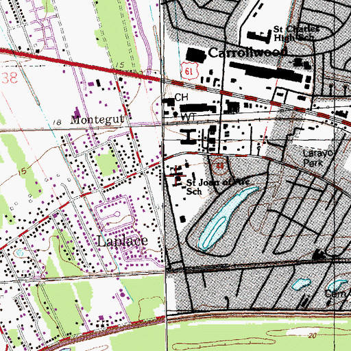 Topographic Map of Saint Joan of Arc Catholic School, LA