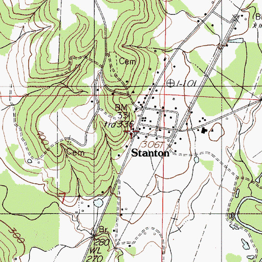 Topographic Map of Stanton Church, AL