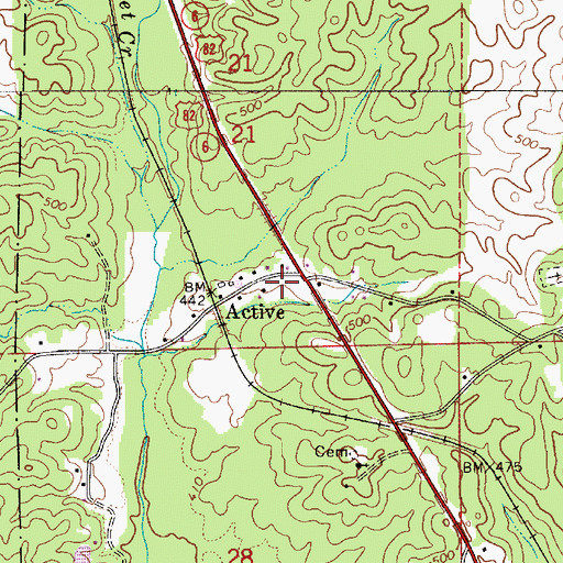 Topographic Map of Active Bible Methodist Church, AL