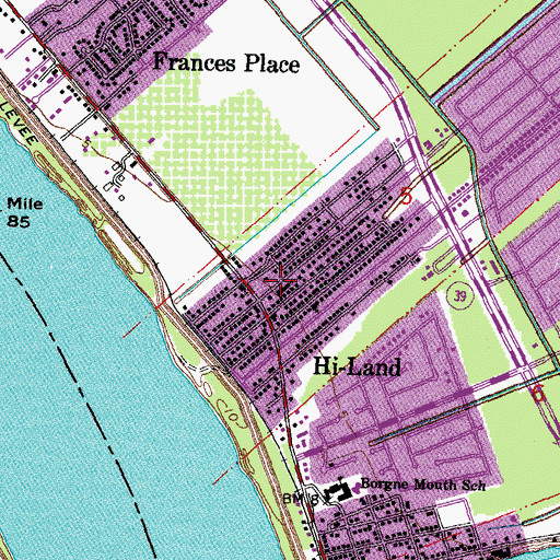 Topographic Map of First Baptist Church of Violet, LA