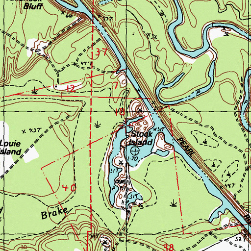 Topographic Map of Gum Pond, LA