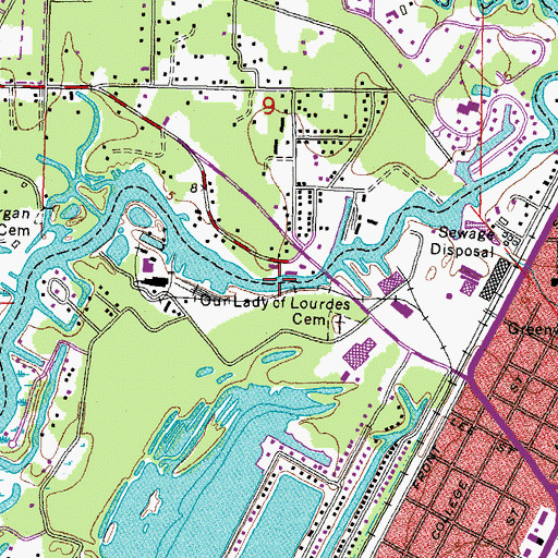 Topographic Map of Guzmans Ferry (historical), LA