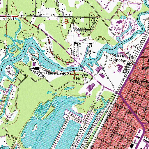 Topographic Map of Guzmans Hospital (historical), LA