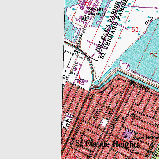 Topographic Map of Arabi Elementary School (historical), LA