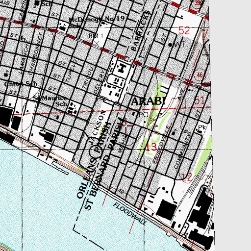 Topographic Map of Arabi United Methodist Church, LA