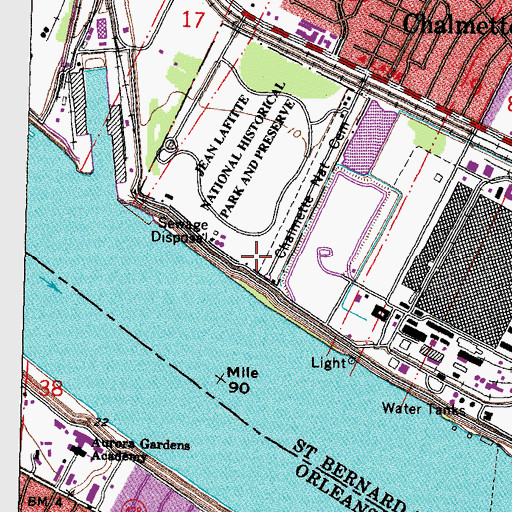 Topographic Map of Chalmet Plantation (historical), LA