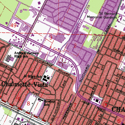 Topographic Map of Chalmette Cinema Shopping Center, LA