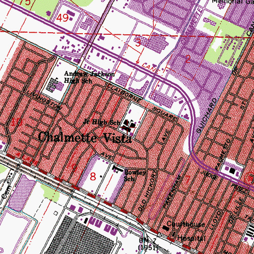 Topographic Map of Chalmette Middle School (historical), LA