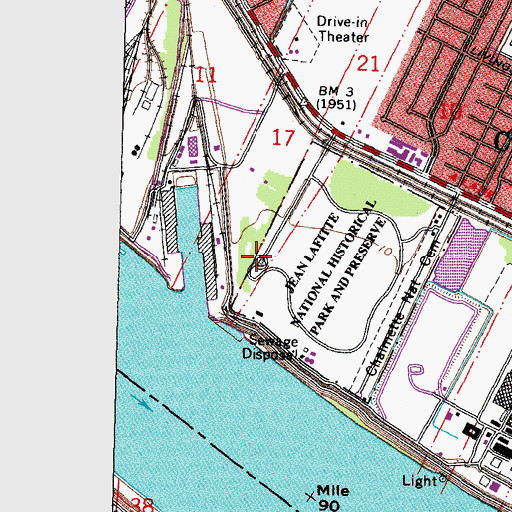 Topographic Map of Chalmette Monument, LA