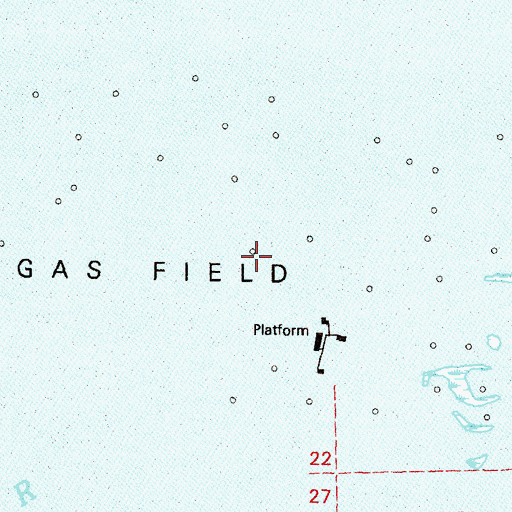 Topographic Map of Chandeleur Sound Block 25 Oil Field, LA