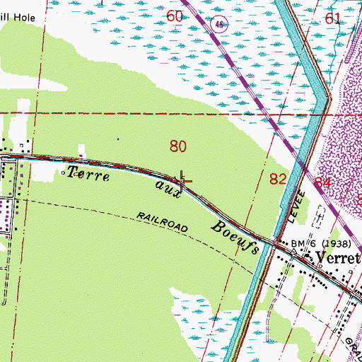 Topographic Map of Contreras, LA