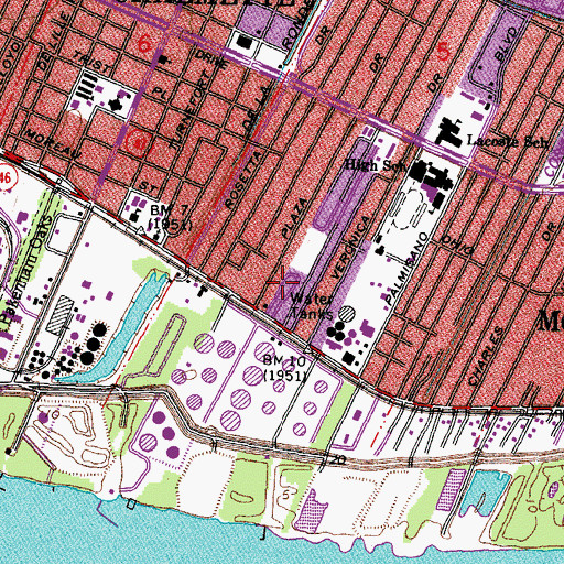 Topographic Map of Dauterive Trailer Park, LA