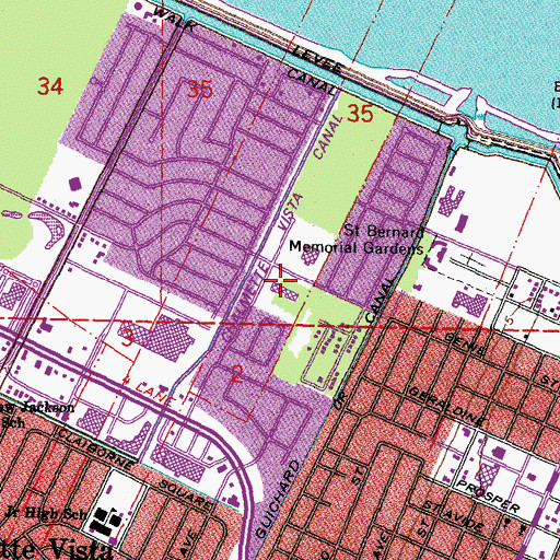 Topographic Map of De La Ronde Medical Center, LA