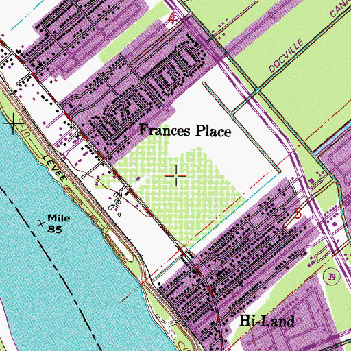 Topographic Map of Docville Farm, LA