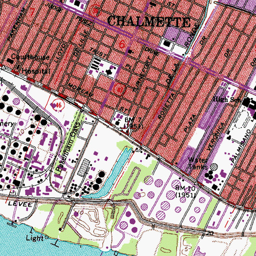 Topographic Map of First Baptist Church, LA