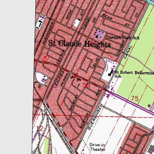 Topographic Map of First Baptist Church of Arabi, LA
