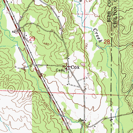 Topographic Map of Cox Chapel United Methodist Church, AL