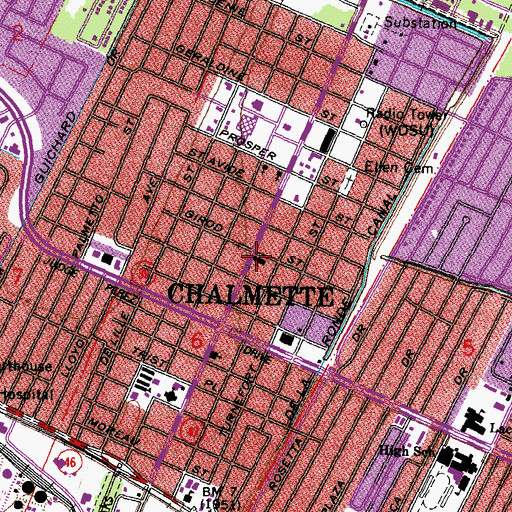 Topographic Map of Gethsemane Lutheran Church, LA