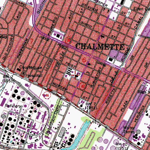 Topographic Map of Our Lady of Prompt Succor Catholic Church, LA
