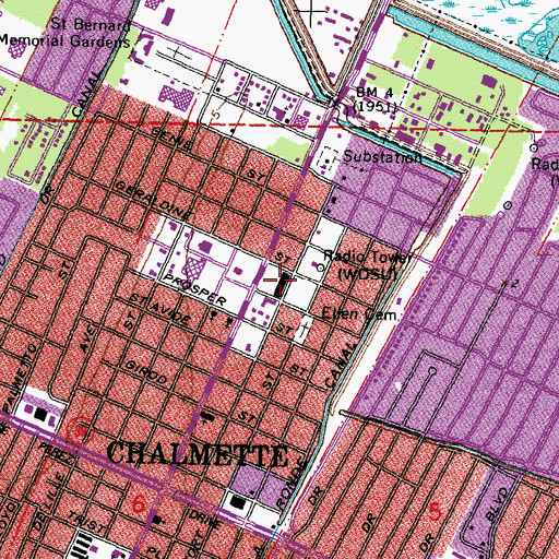 Topographic Map of Paris Road Shopping Center, LA