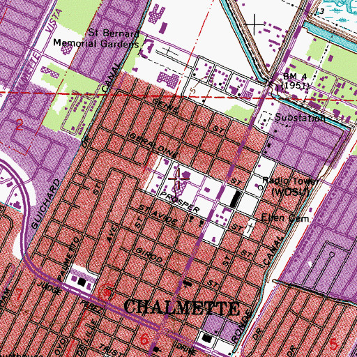 Topographic Map of Park Plaza Shopping Center, LA