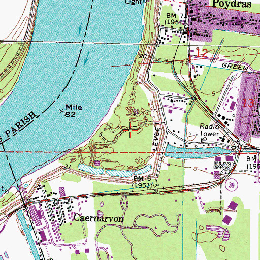 Topographic Map of Poydras Crevasse, LA
