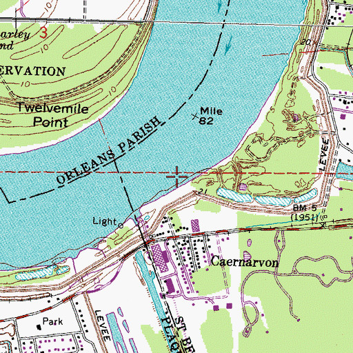 Topographic Map of Poydras Revetment, LA