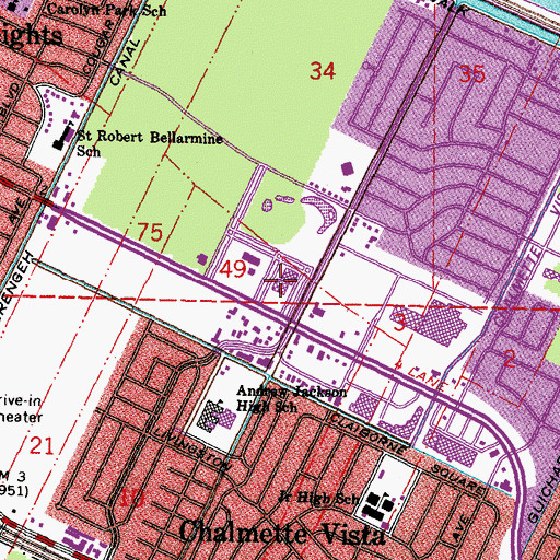 Topographic Map of Saint Bernard Parish Civic Auditorium, LA