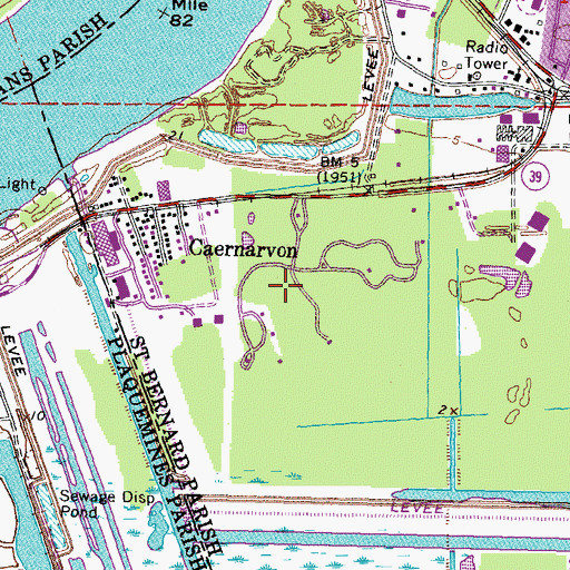 Topographic Map of Saint Bernard State Park, LA