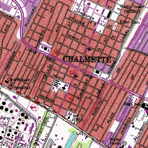 Topographic Map of Saint Bernard United Methodist Church, LA