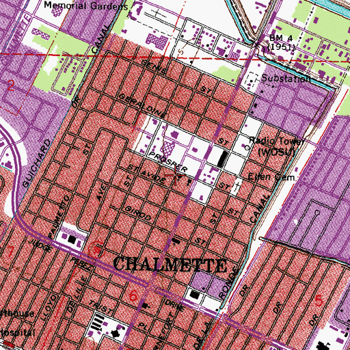 Topographic Map of Saint Marys Episcopal Church, LA