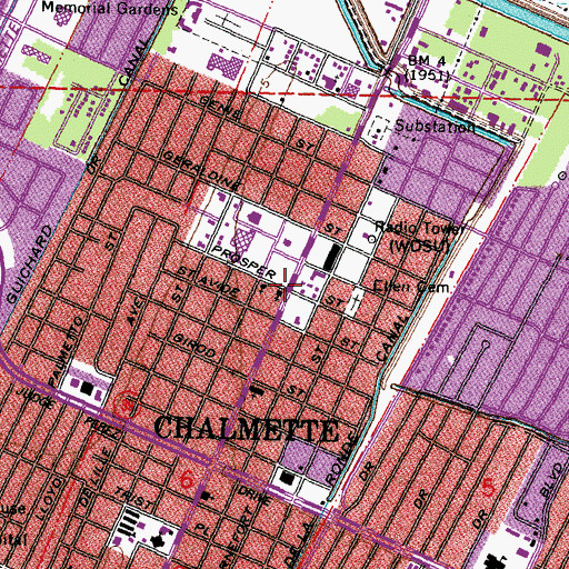 Topographic Map of Versailles, LA