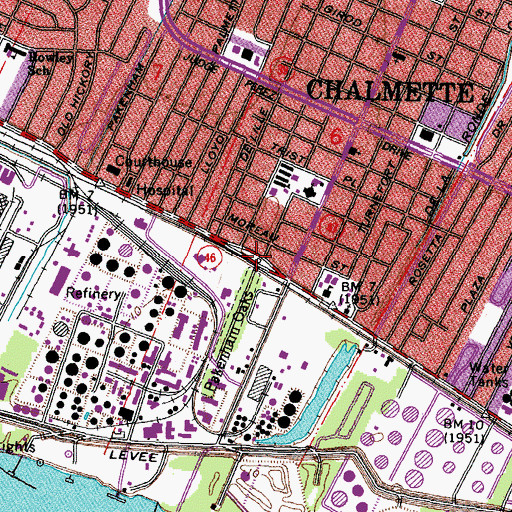 Topographic Map of Versailles Plantation (historical), LA